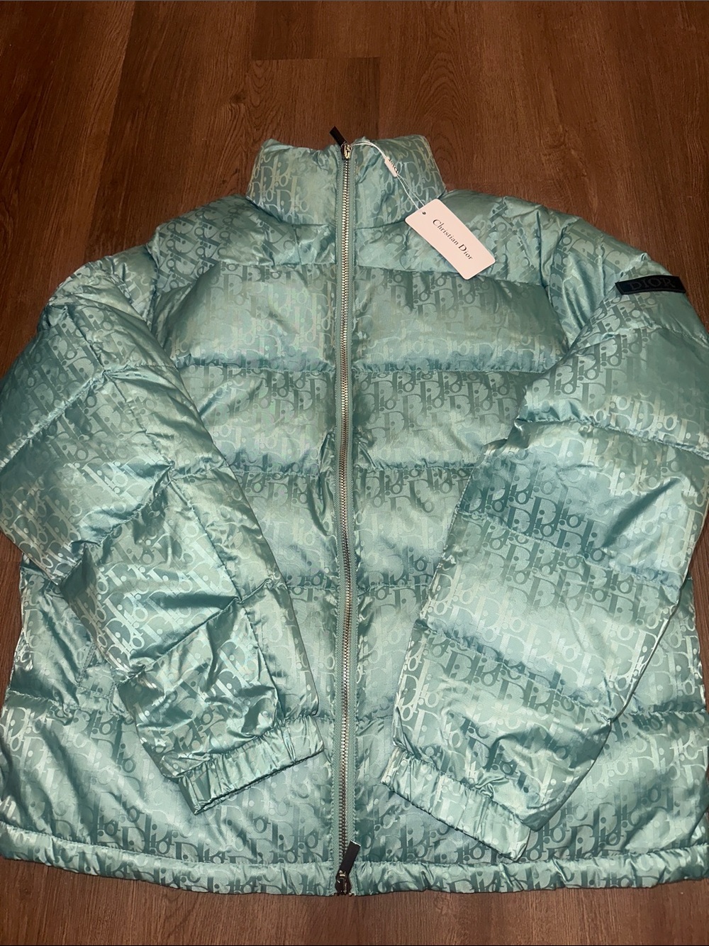 Dior Mint Green Monogram Quilted Puffer Jacket